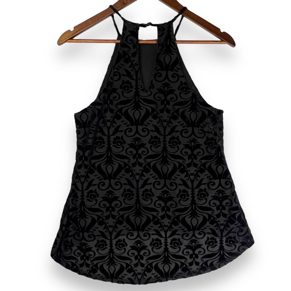 Vintage Francesca's Velvet Burnout Halter Top Damask Goth Vamp Witchy Punk Y2K M - Picture 2 of 12